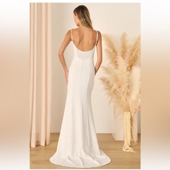 Lulus Blessed Romance White Sleeveless Button Back Mermaid Maxi Dress Size 1X - Picture 2 of 7